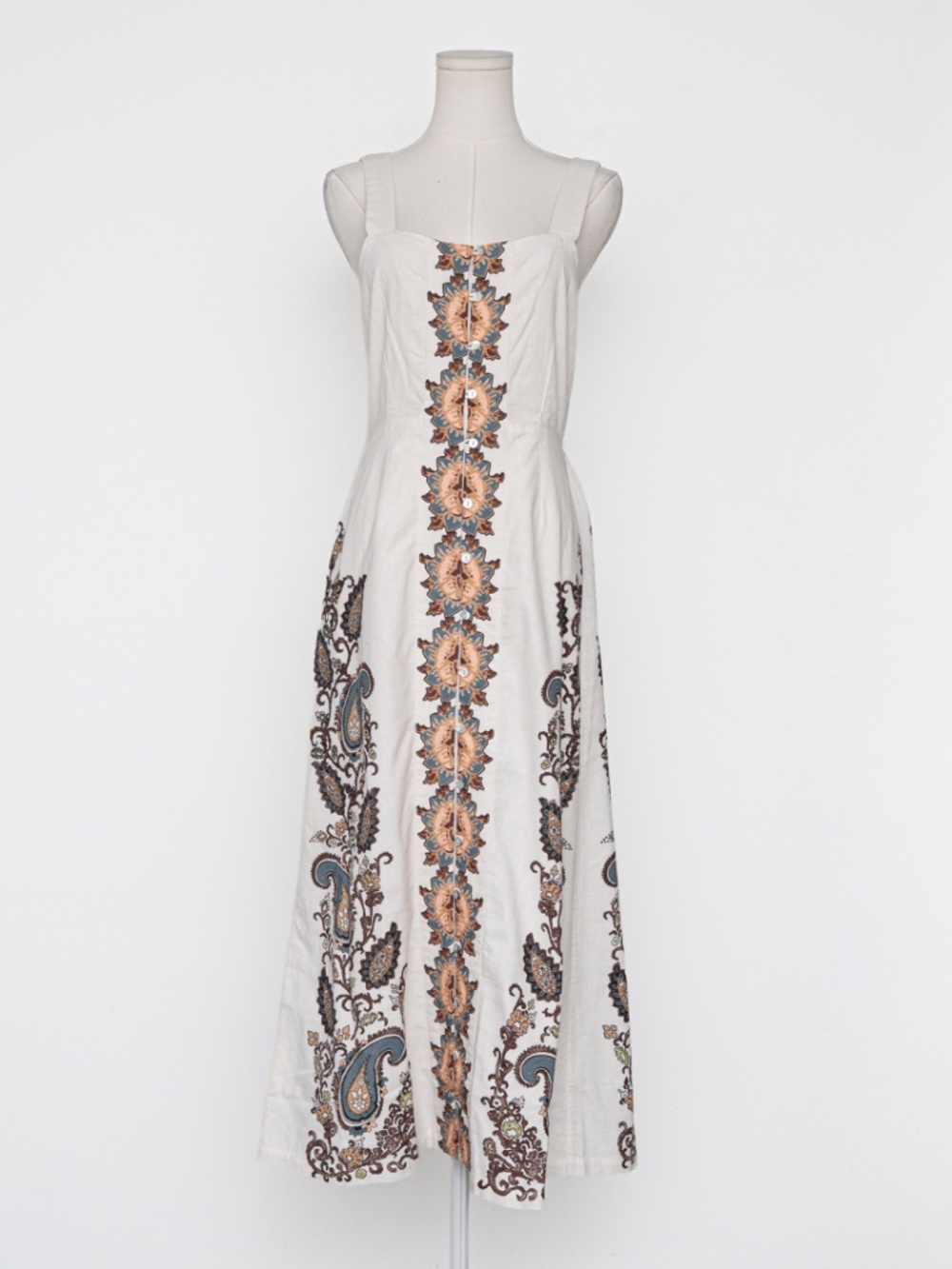 Cleobella - Jolene Placement Print Cotton & Linen Midi Sundress